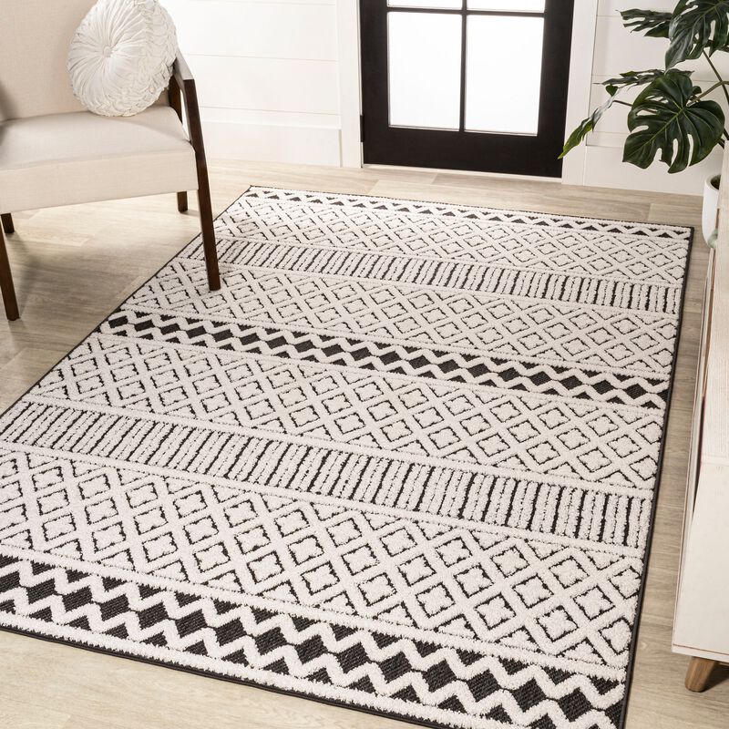 Ormond High-Low Modern Trellis Geometric Area Rug
