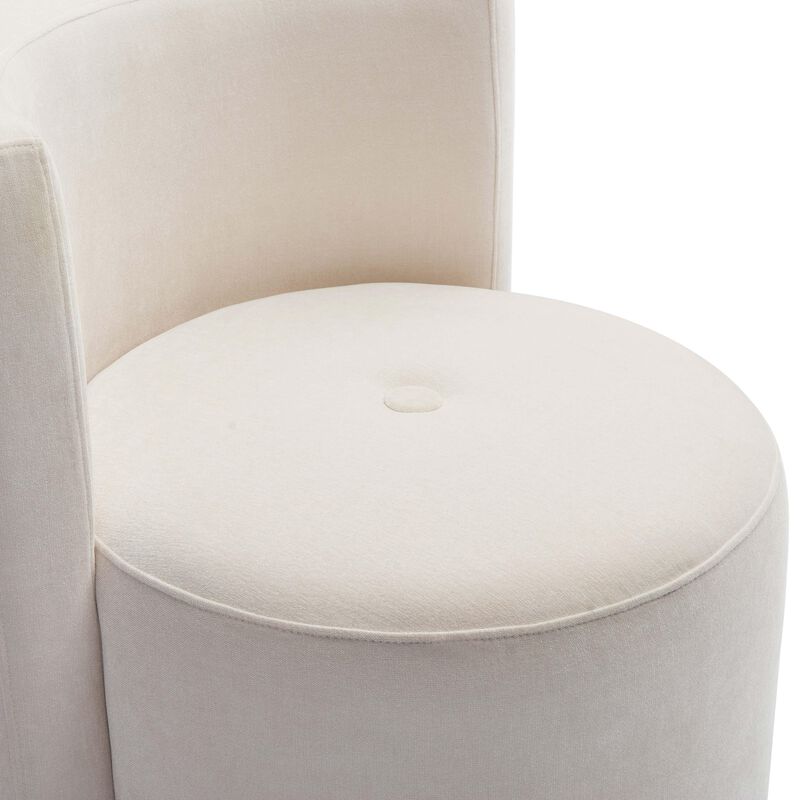 Alyssa Cream Chenille Rolling Desk Chair