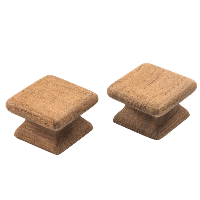 HomeRoots Set of Two Brown Wood Square Drawer Pull Knobs image number 3
