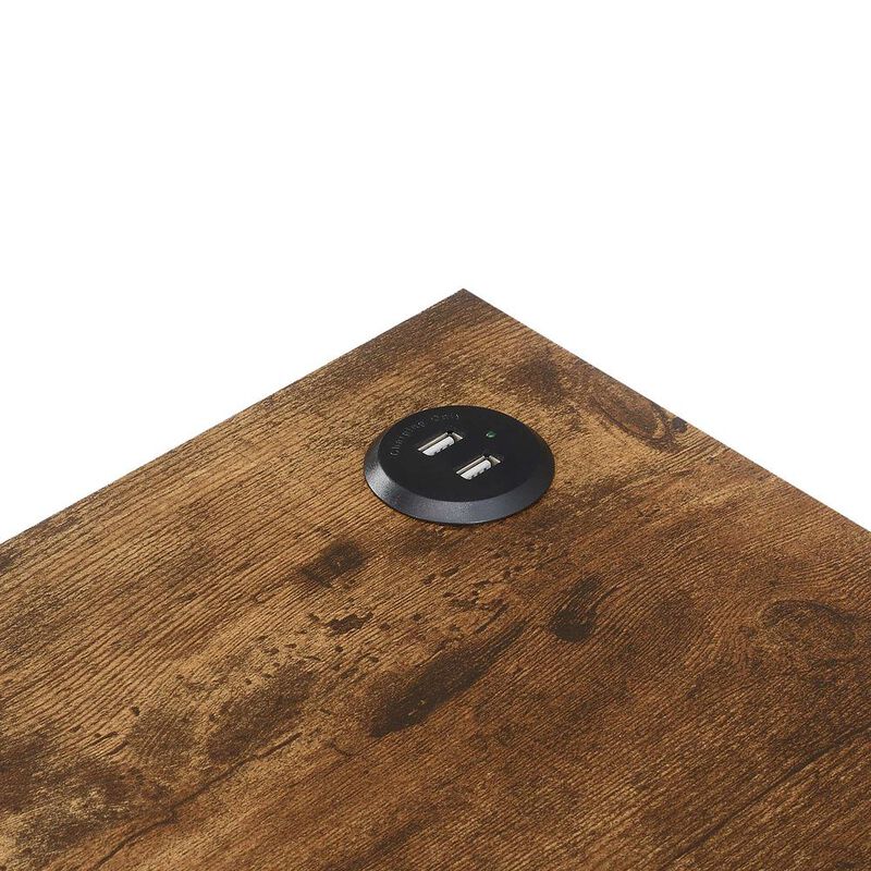 Convenience Concepts Tucson Starburst Chairside End Table with Charging Station and Shelf, Barnwood/Black