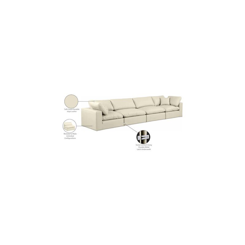 Meridian Furniture Comfy Cream Vegan Leather Modular Sofa