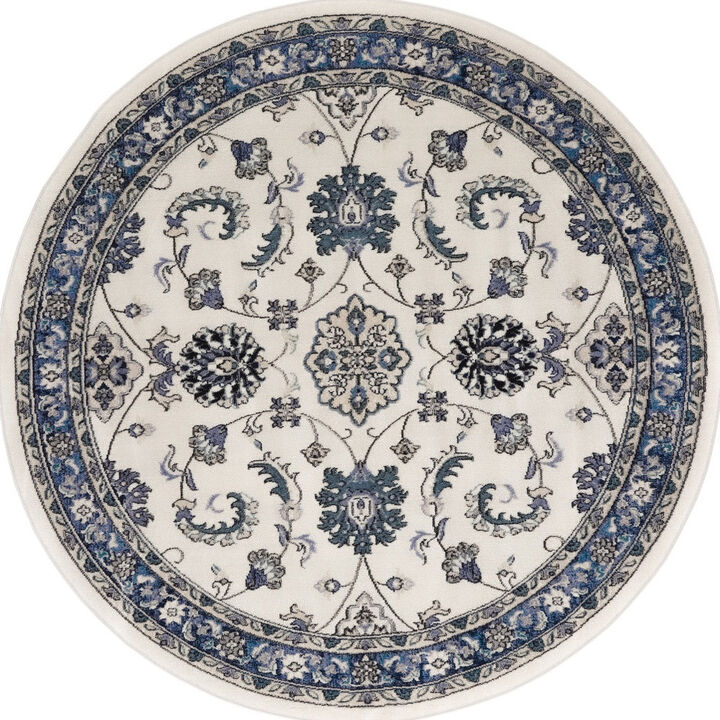 HomeRoots Round Floral Indoor Outdoor Area Rug
