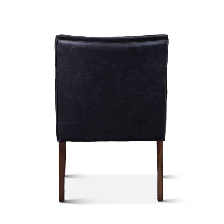 World Interiors Aven Armchair in Black Leather with Dark Legs