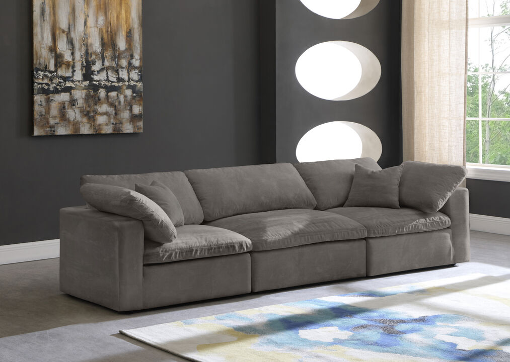 Meridian Furniture Cozy Grey Velvet Comfort Modular Sofa