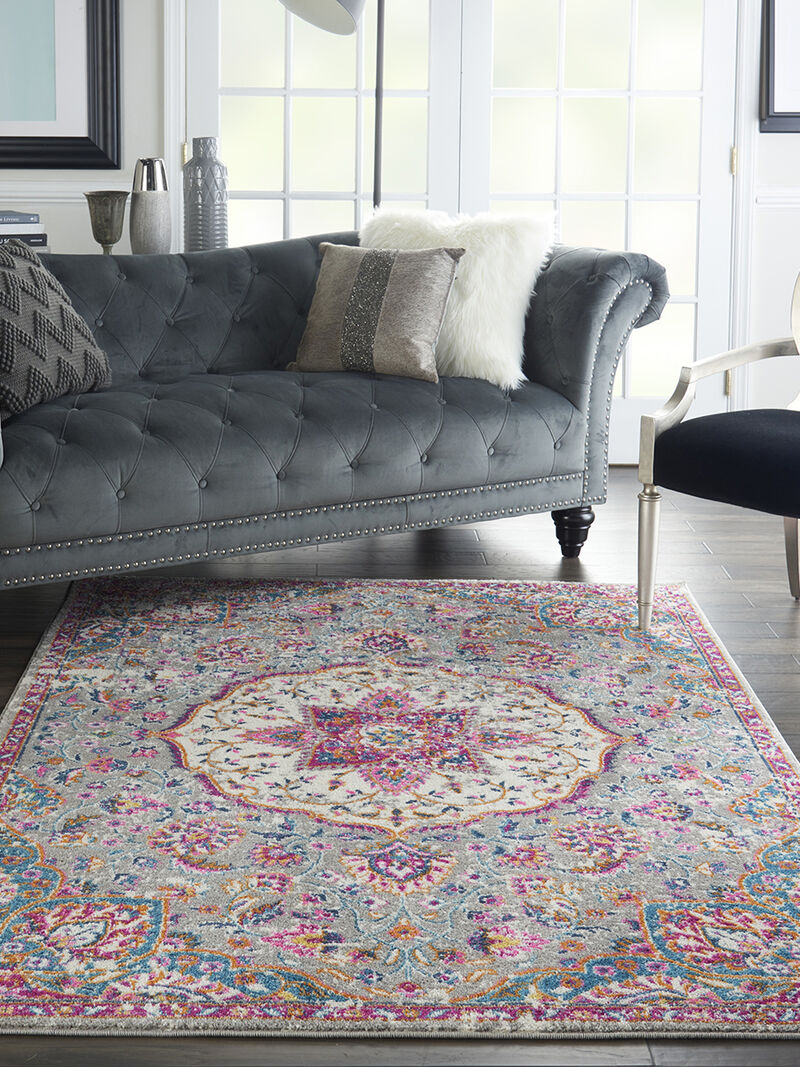 Passion PSN22 Gray/Multicolor 5' x Round Rug image number 6