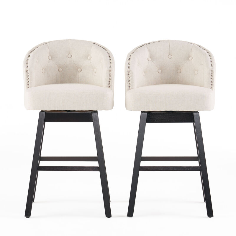 Merax Contemporary Button-Tufted Swivel Barstools image number 0