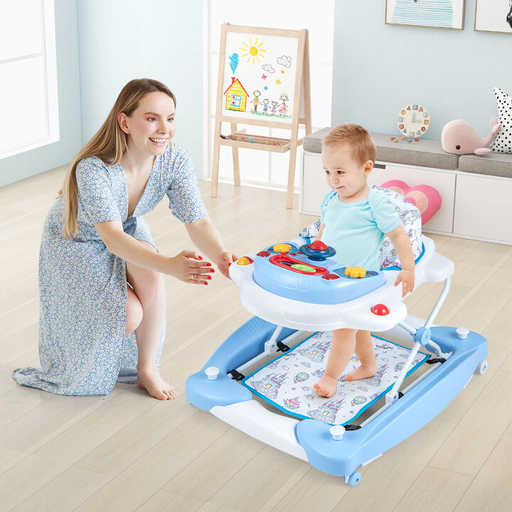 6-in-1 Multifunction Baby Walker with Adjustable Height Foldable