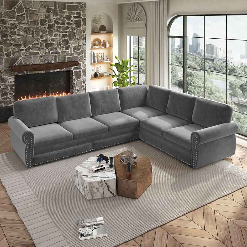 Zidkop 118" L-Shaped Sectional Sleeper Sofa image number 2