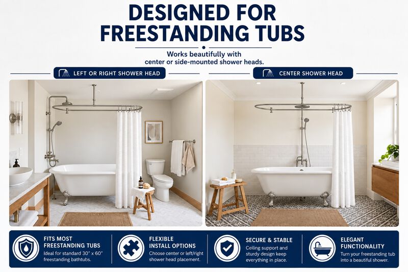 Signature Aluminum Series Freestanding Tub Shower Curtain Rod image number 6