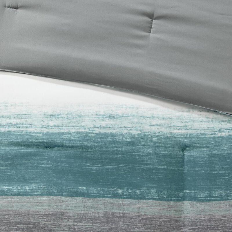 Belen Kox Aqua Watercolor Stripe Complete Bed and Sheet Set, Belen Kox image number 2