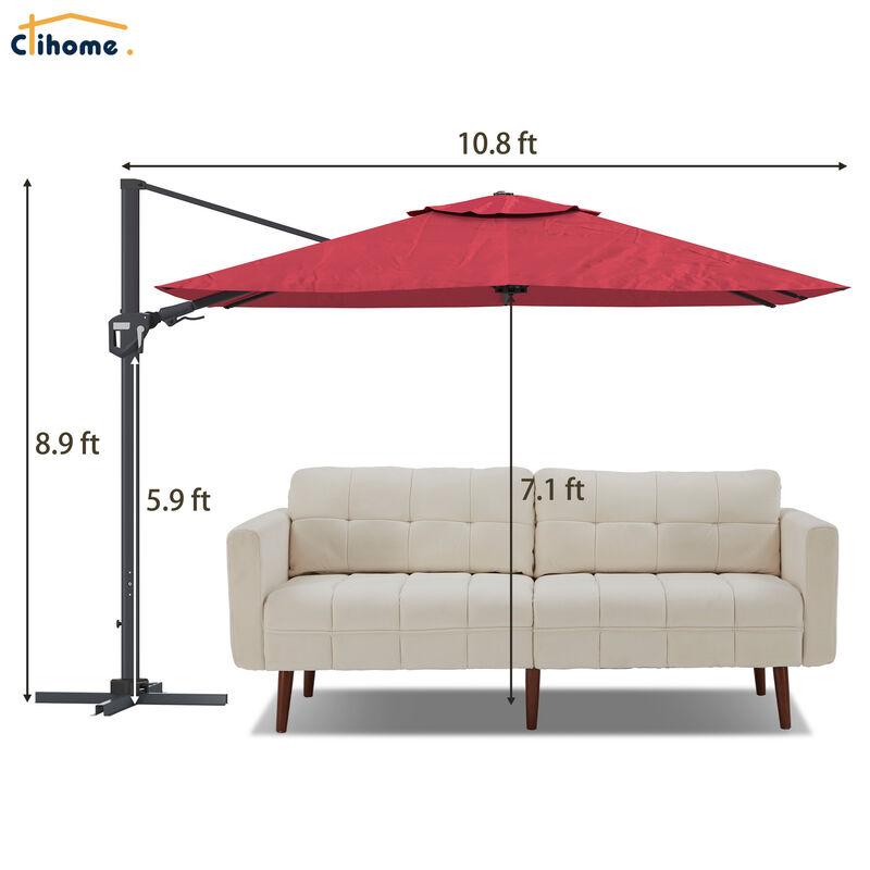 11ft Cantilever Patio Umbrella Square Umbrella Outdoor Patio Offset Patio Umbrella Large Outdoor Umbrella Pool Umbrella for Backyard Garden Deck Pool11ft Cantilever Patio Umbrella Square Umbrella Outdoor Patio Offset Patio Umbrella Large Outdoor Umbrella Pool Umbrella for Backyard（Without Base） image number 8
