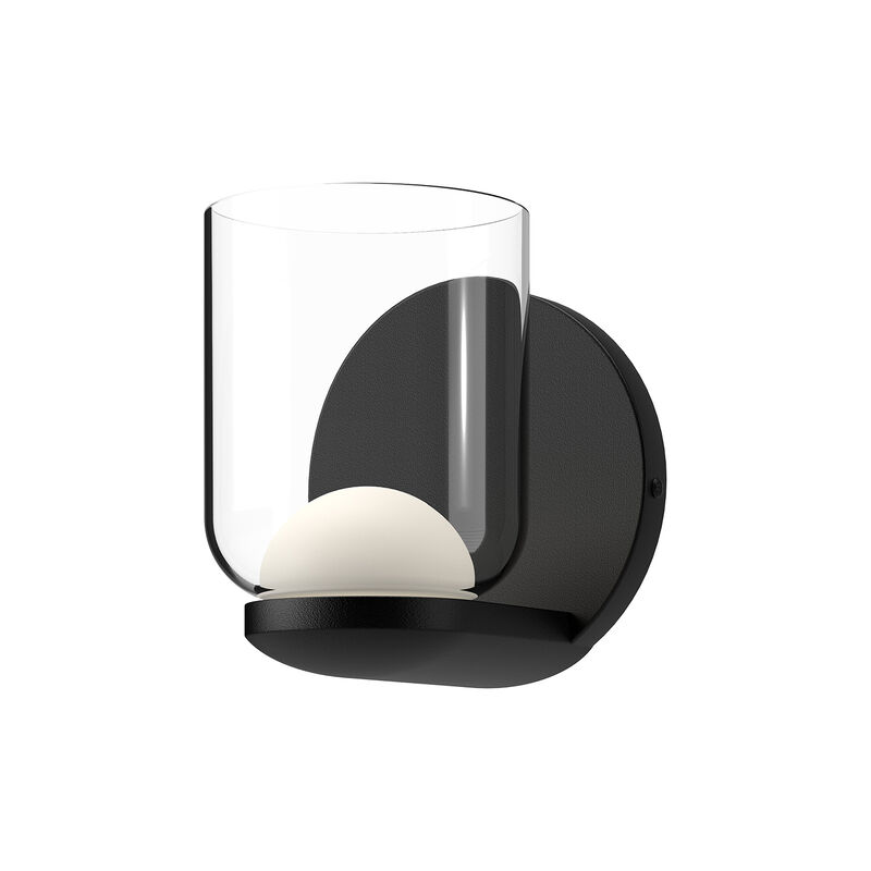 Cedar 4-in Black/Clear Damp-Rated Dimmable LED Wall Sconce image number 0