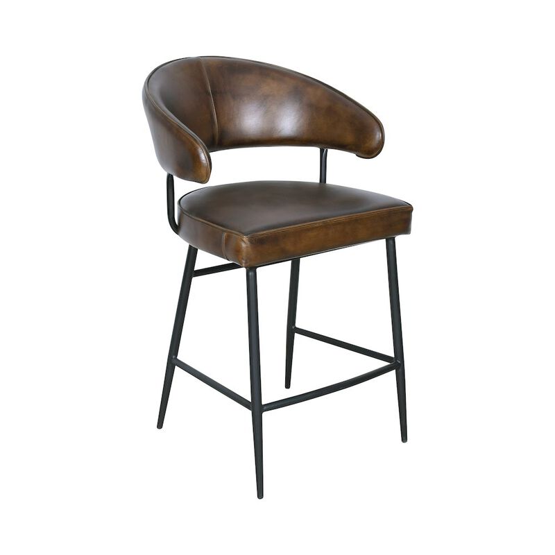 World Interiors Brisbane Dover Counter Chair in Washed Chestnut Leather image number 0