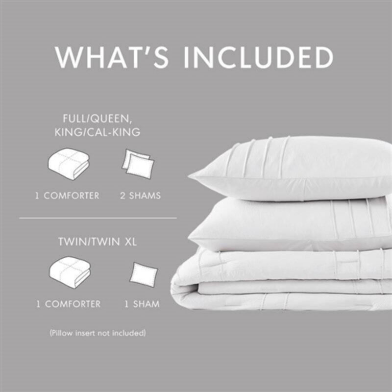 Soft Washed Pleated Comforter &ndash; Modern Lightweight Microfiber Bedding