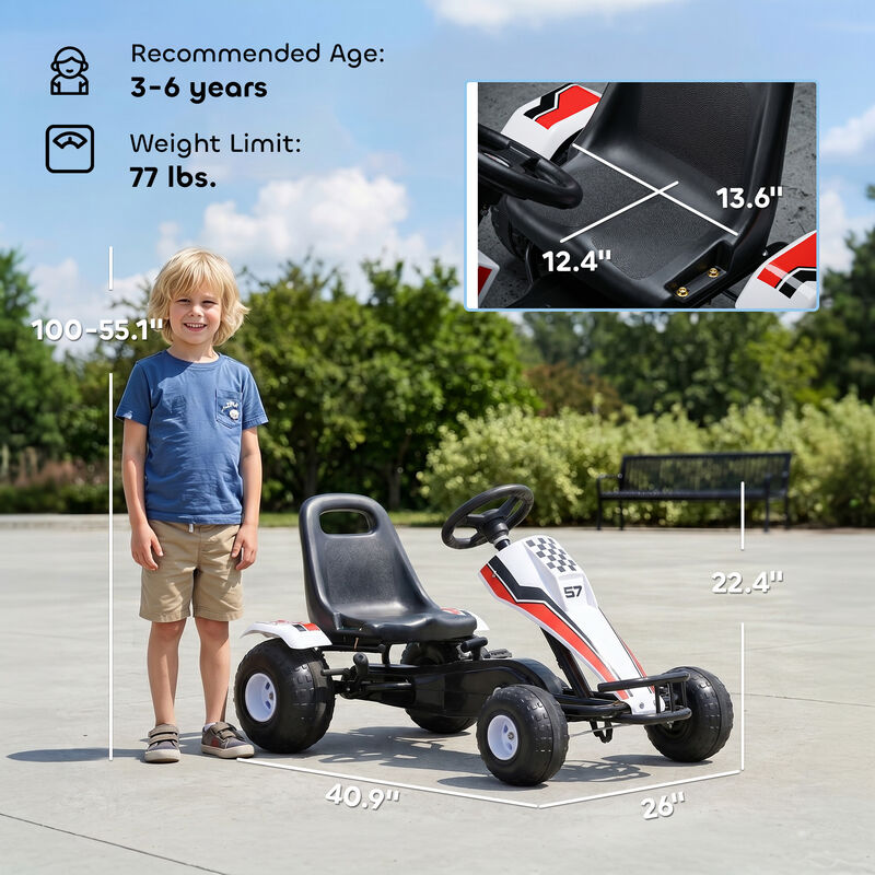 BreeBe Pedal Go Kart Children Ride on Car Racing Style with Adjustable Seat, Plastic Wheels, Handbrake and Shift Lever image number 2