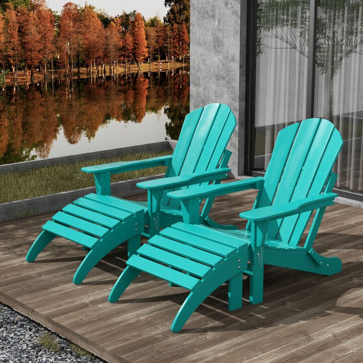 WestinTrends 4-Piece Folding Adirondack Chair With Footrest Ottoman Set