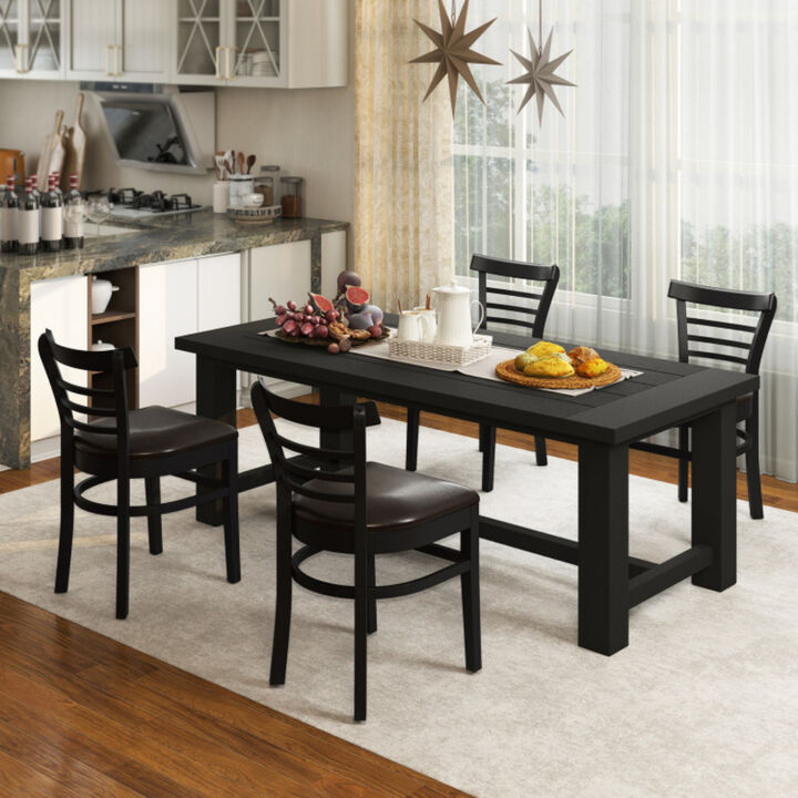 Wooden Dining Chair Set of 2 with Solid Rubber Wood Legs for Restaurant