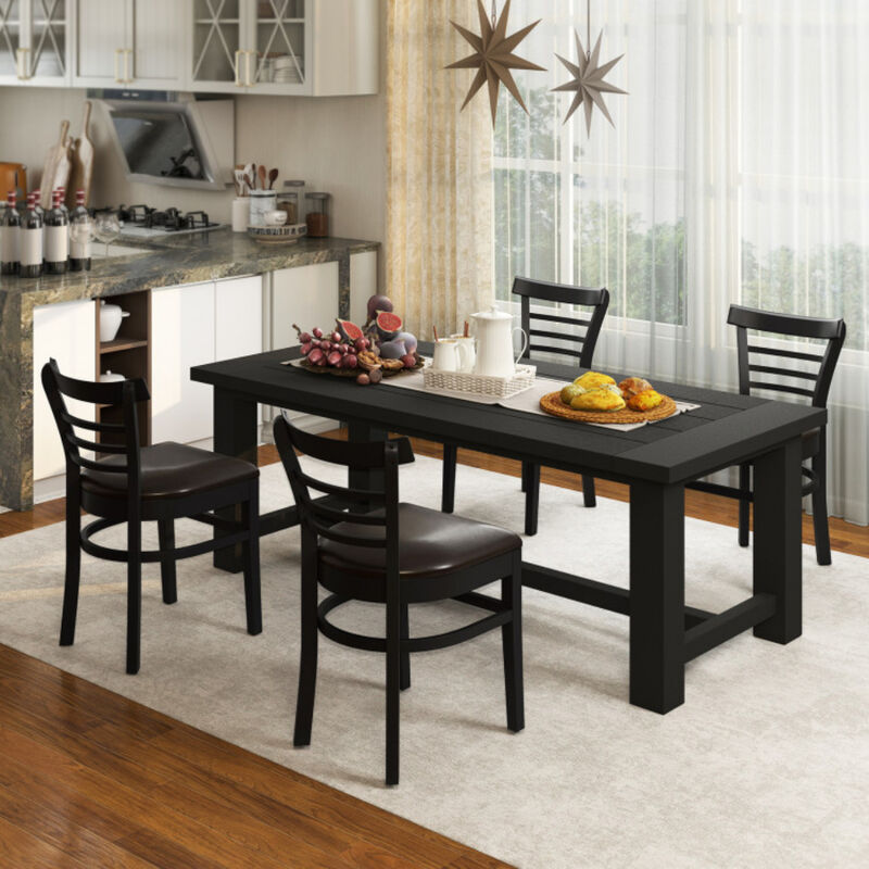 Wooden Dining Chair Set of 2 with Solid Rubber Wood Legs for Restaurant image number 1