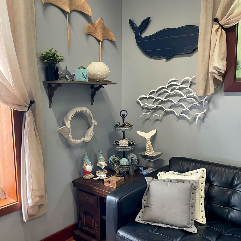 Replica Shark Jaw Wall Sculpture Resin Coastal Nautical Decor 16" Off-White Art image number 9