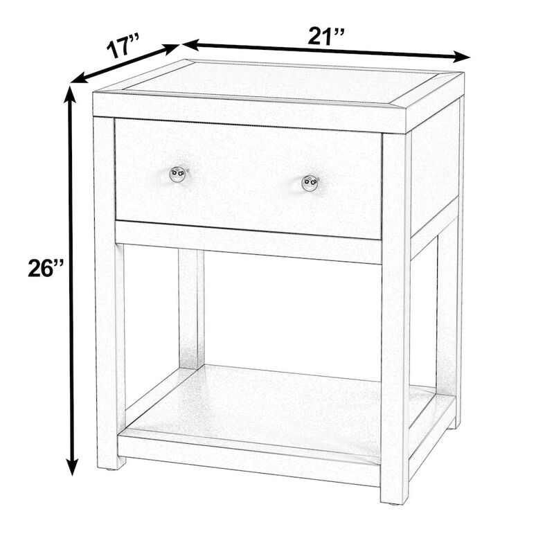 Butler Specialty Nora 21 in. W Wood 1 Drawer Small Nightstand with Shelf, Light Blue image number 2