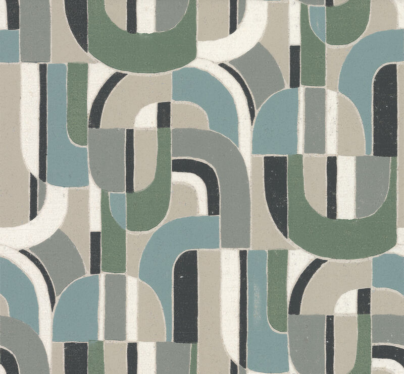 Sculptural Garden Dark Blue & Green Wallpaper (Set of 2) image number 0