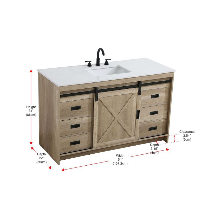 Elegant Kitchen and Bath Austin 54 Inch Single Bathroom Vanity In Natural Oak