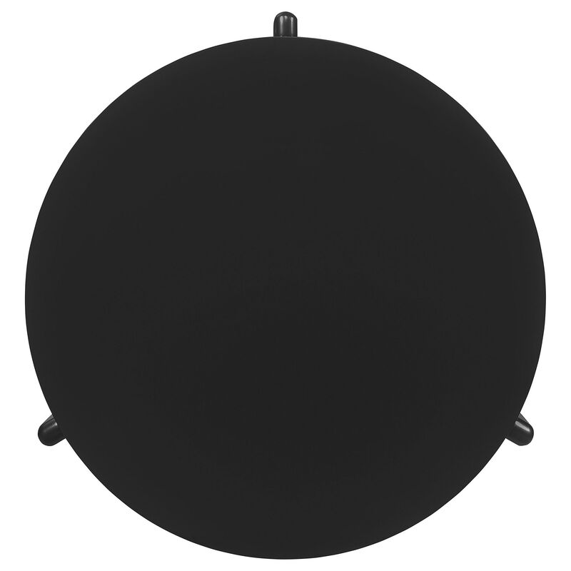 Kiya Coffee Table, 39 Inch Round Top, Black Solid Wood Frame, Panel Legs