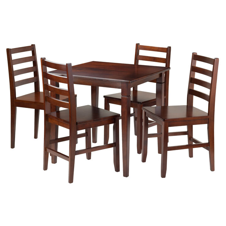 Winsome Kingsgate 5-Pc Dining Table with 4 Hamilton Ladder Back Chairs