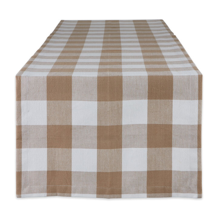 14" x 72" Tawny Brown and White Rectangular Home Essentials Buffalo Checkered Table Runner