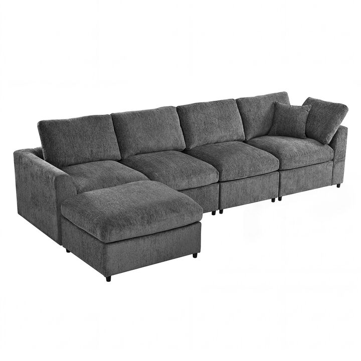 Fuppef Chenille L‑Shaped Sectional Sofa