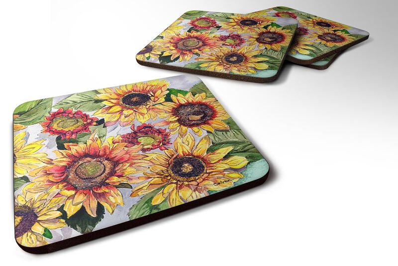 Caroline's Treasures 8766FC Flower-Sunflower Foam Coasters (Set of 4), 3.5 H x 3.5 W, Multicolor