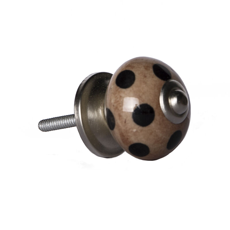 HomeRoots Set of Eight Brown And Black Ceramic And Metal Drawer Pull Knobs image number 2