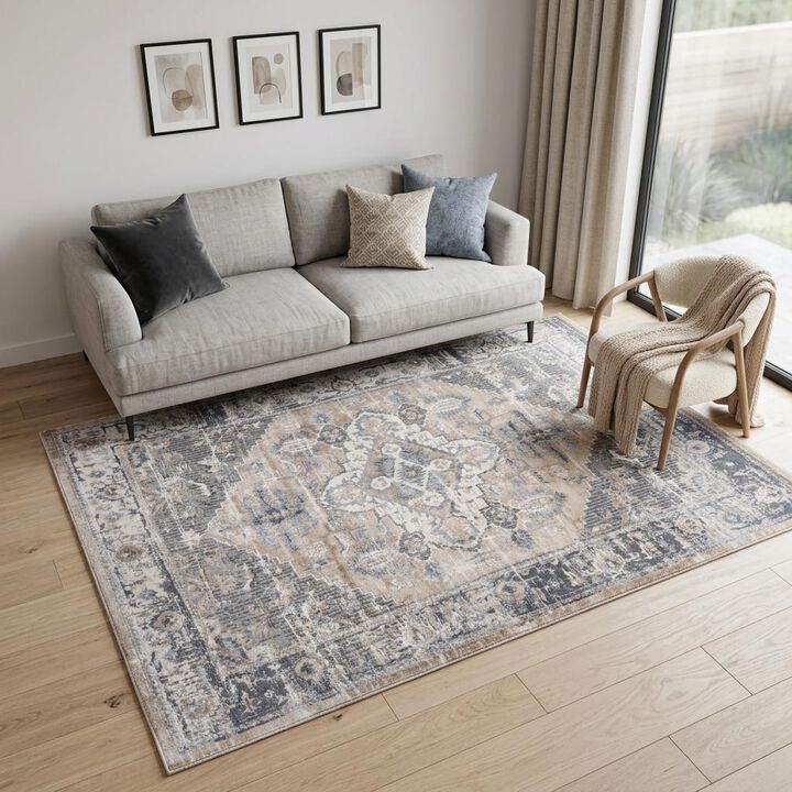 HomeRoots Oriental Distressed Area Rug
