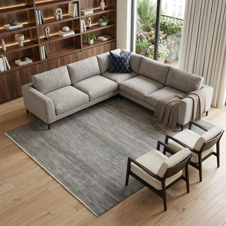 HomeRoots Wool Striped Shag Hand Knotted Area Rug