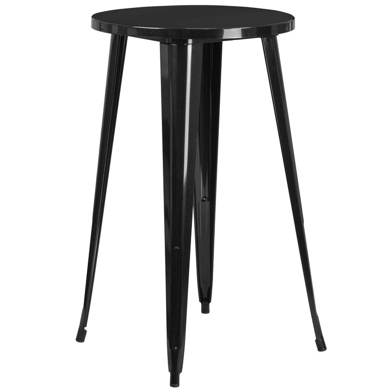 Flash Furniture Nichols Commercial Grade 24" Round Black Metal Indoor-Outdoor Bar Table Set with 2 Cafe Stools