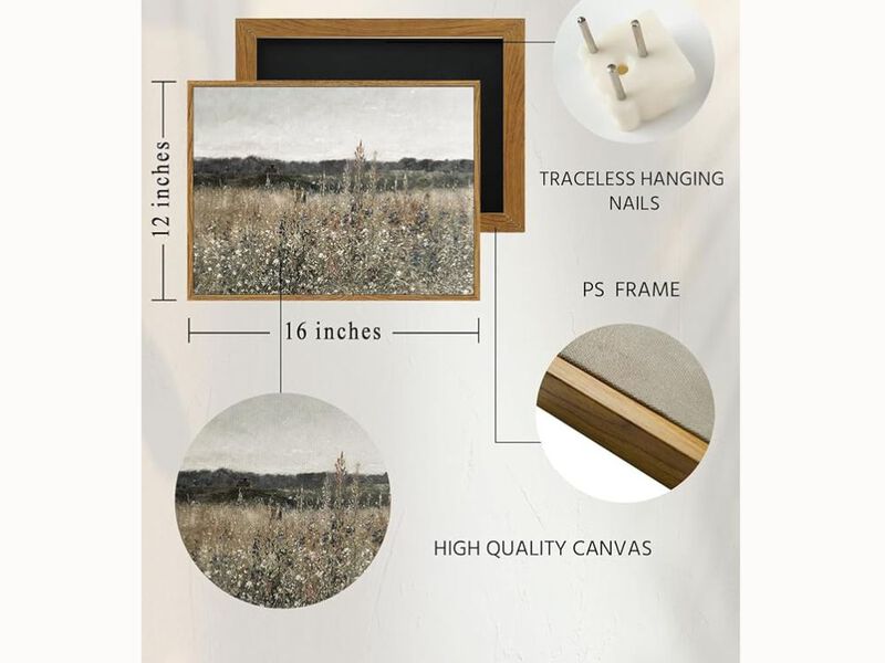 Champ Fleuri Vintage Canvas Wall Art &ndash; Framed Classical Floral Print for Bathroom, Bedroom & Living Room, 12&times;16"