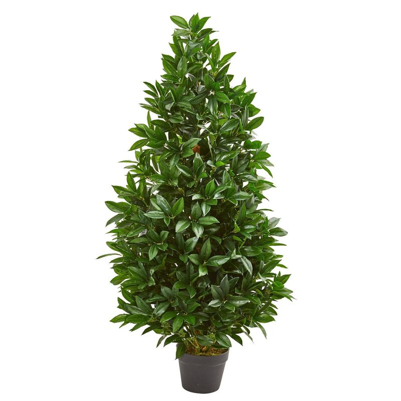 Nearly Natural 4-ft Bay Leaf Artificial Topiary Tree UV (Indoor/Outdoor)