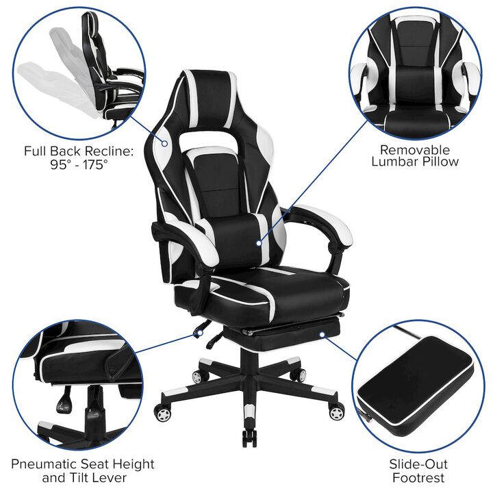Flash Furniture Red Gaming Desk/Headphone Hook & Reclining Back/Arms Gaming Chair