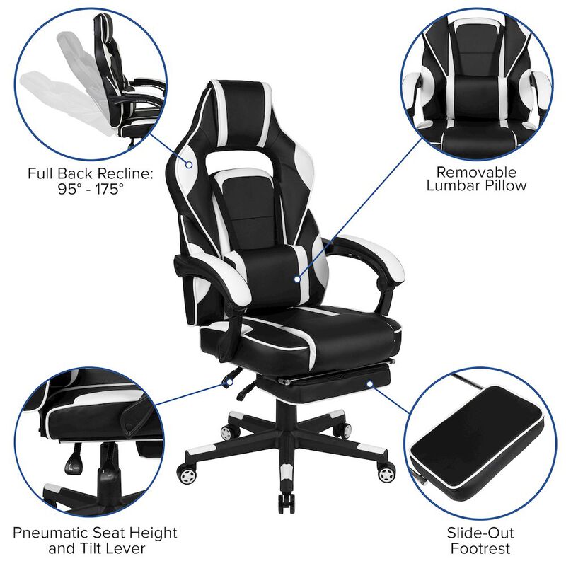 Flash Furniture Red Gaming Desk/Headphone Hook & Reclining Back/Arms Gaming Chair image number 1