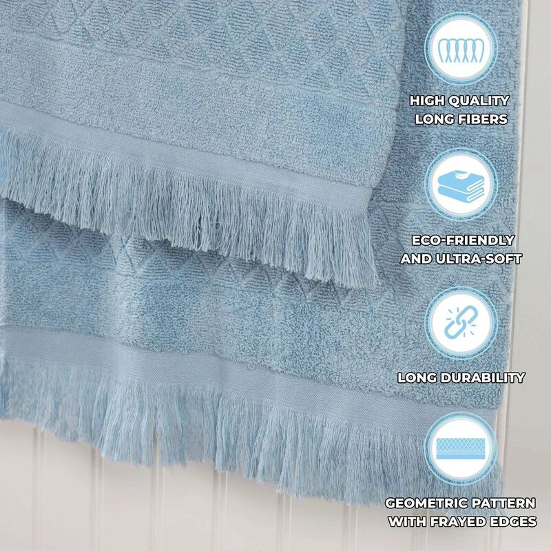 Absorbent Cotton Hand Towels Set of 6 with Geometric Jacquard Design image number 3