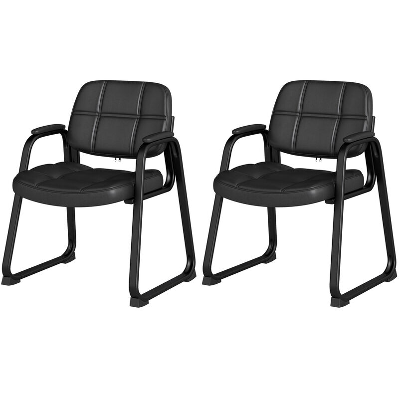 Set of 2 Ergonomic Upholstered Waiting Room Chairs with Armrests image number 3