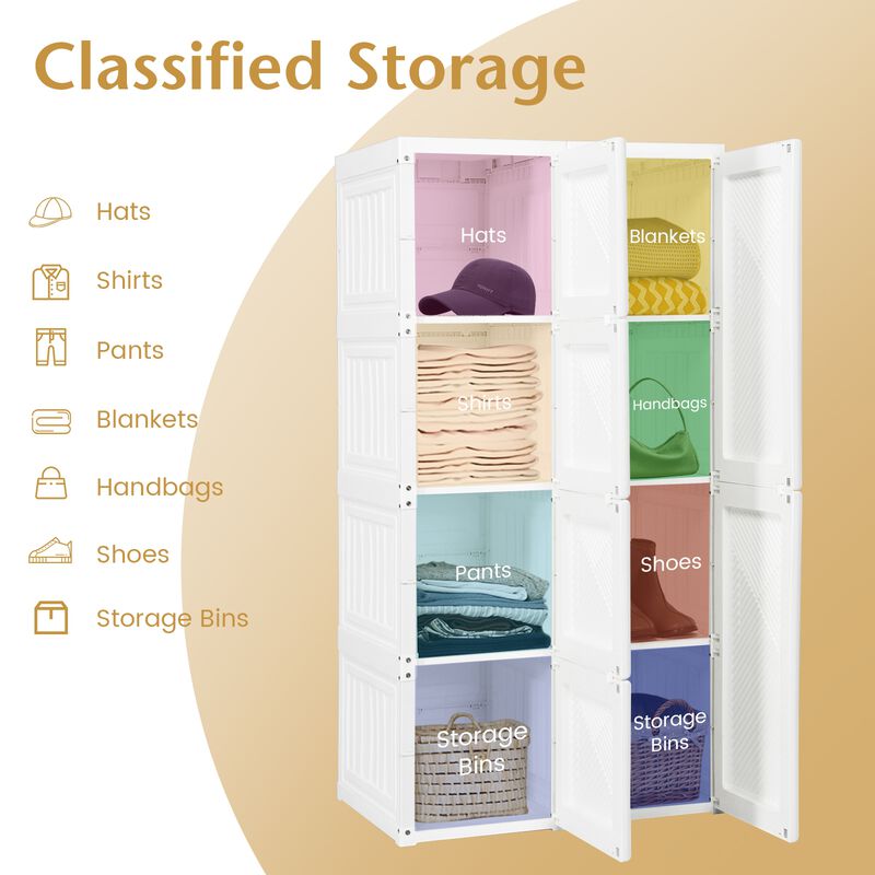Clothes Foldable Armoire Wardrobe Closet with Cubby Storage
