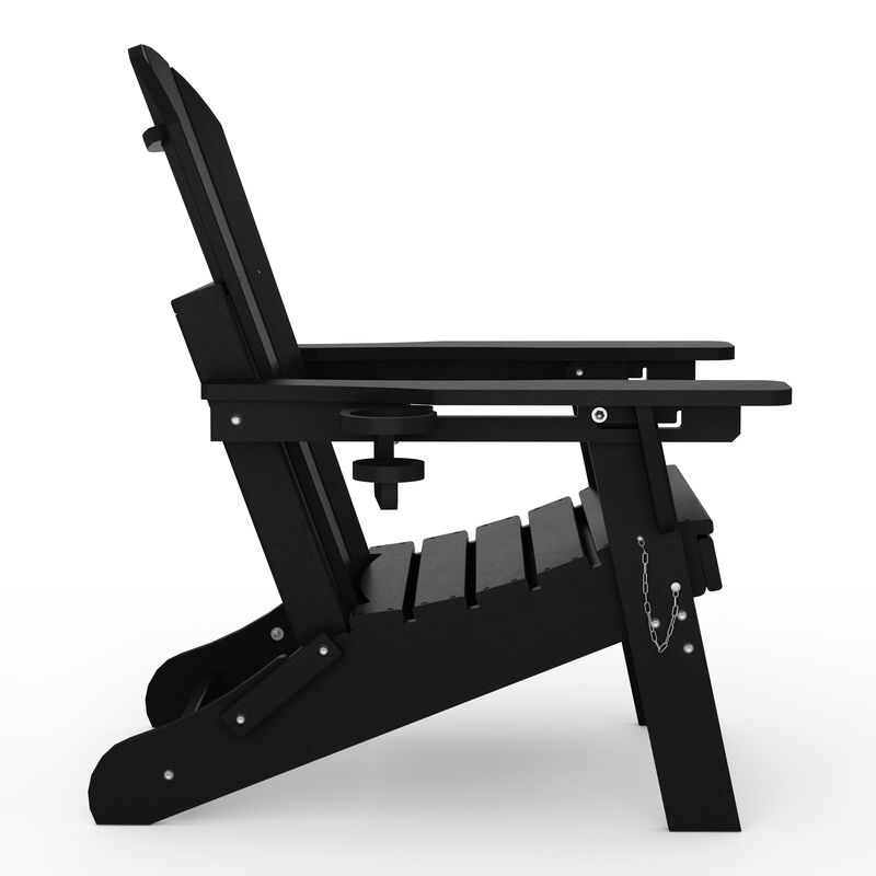 WestinTrends Folding Adjustable Adirondack Chair with Retractable Ottoman and Cup Holder (Set of 2) image number 3
