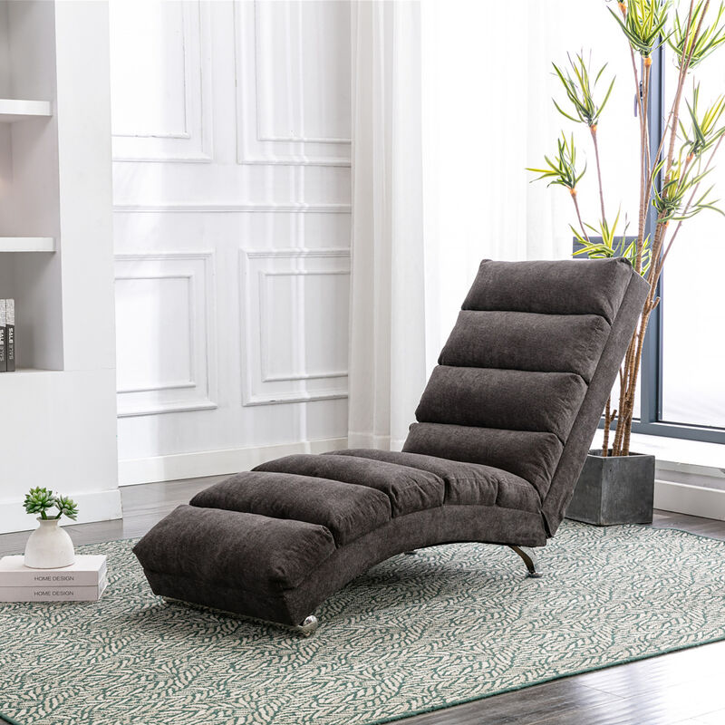 GOODSILO Modern Upholstered Chaise Lounge Chair with Vibration for Relaxation, Ergonomic Fixed Back Fabric Recliner Sofa for Living Room image number 4