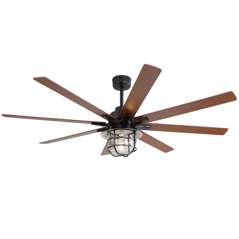 Modern 66 Inch Ceiling Fan With 6 Speed Wind 8 Blades Remote Control Reversible DC Motor With Light image number 0