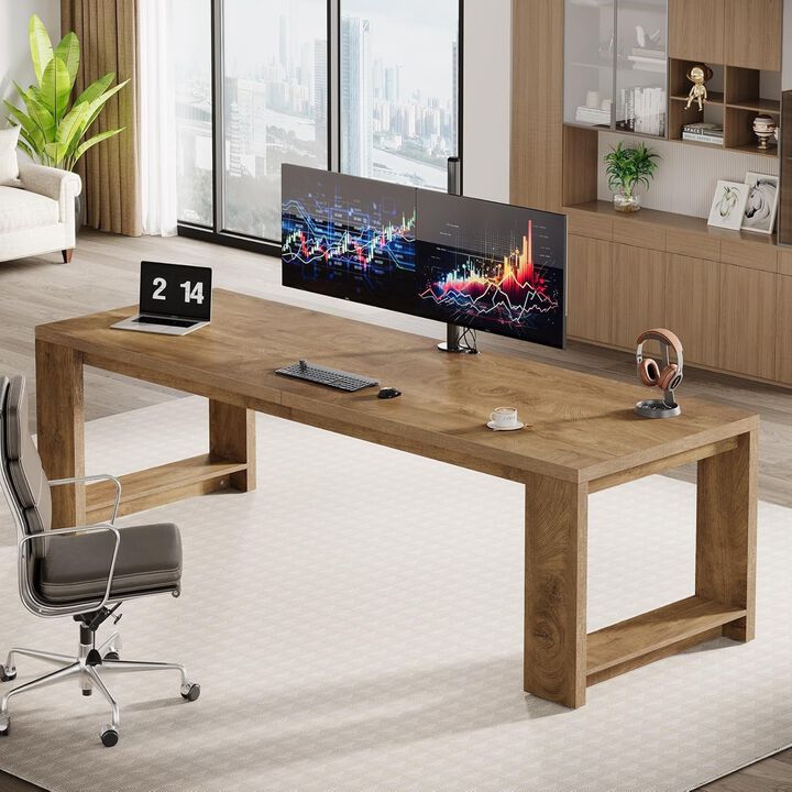 Tribesigns 86" Two Person Desk, Long Computer Desk Conference Table for Home Office, Extra Large Double Workstation Writing Desk for Two, Gaming Desk and Dining Table for Office and Study Room