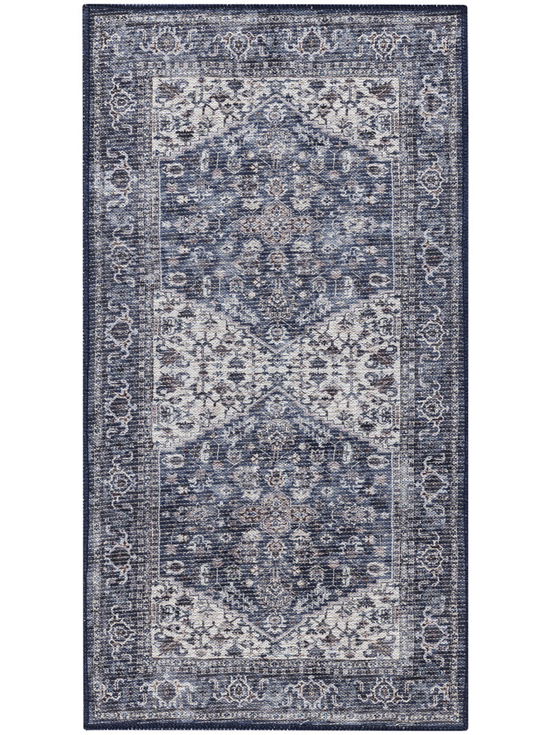 Machine Washable Series 1 SR104 Navy/Ivory 3' x 5' Rug