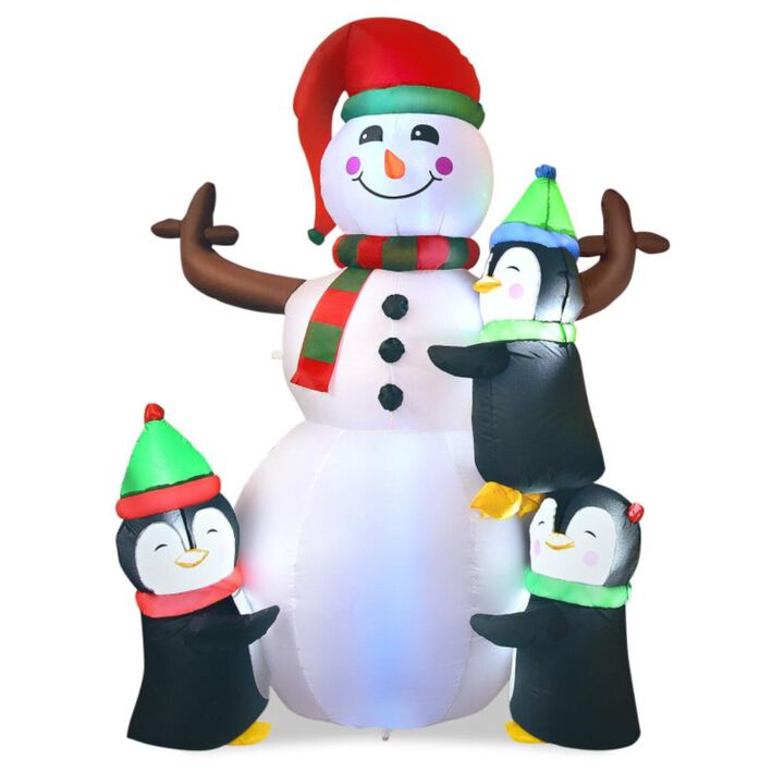 Hivvago 6 Feet Christmas Quick Inflatable Snowman with Penguins