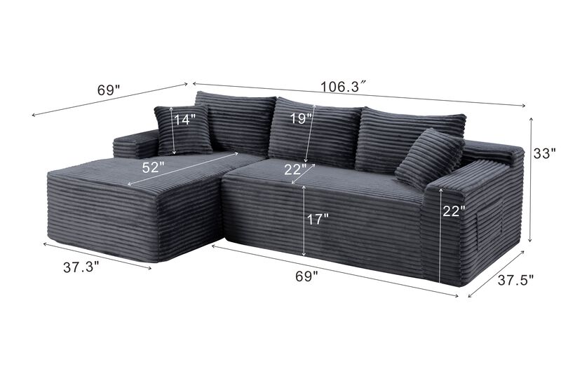 Vulkbu 106.3" L-Shape Chaise Sectional image number 4