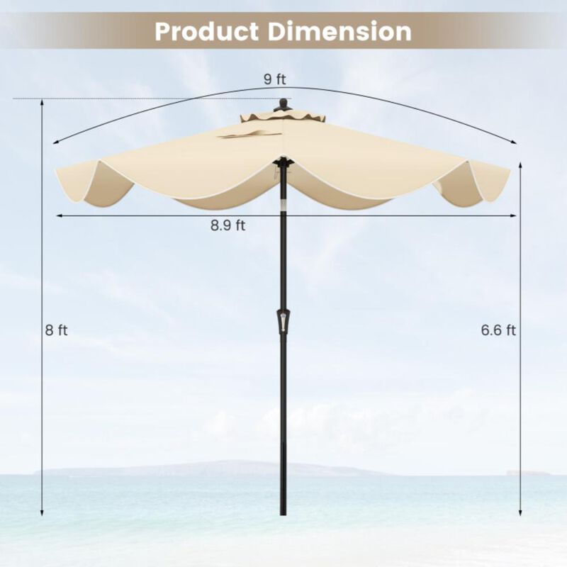 Hivvago 9 FT Patio Umbrella with Crank Handle and Push Button Tilt